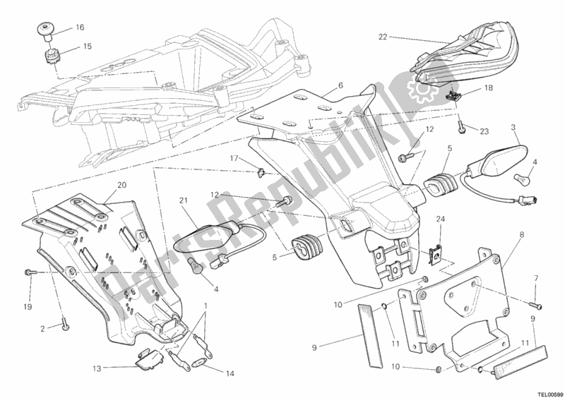 Alle onderdelen voor de Kentekenplaathouder - Achterlicht van de Ducati Multistrada 1200 S Touring USA 2010